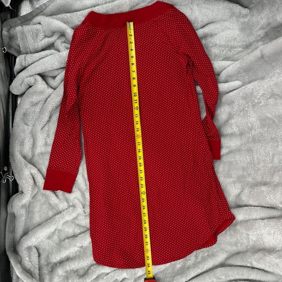 Ralph Lauren Women's M Red White Polka Dot Long Sleeve Nightgown Lounge Dress - Picture 6 of 6